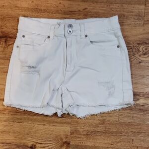 White Distressed Denim Shorts